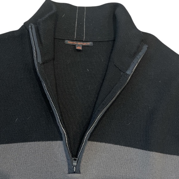 Vintage Men’s Large Banana Republic 2004 1/4 Zip Wool Knit Colorblock Sweater - Picture 4 of 10
